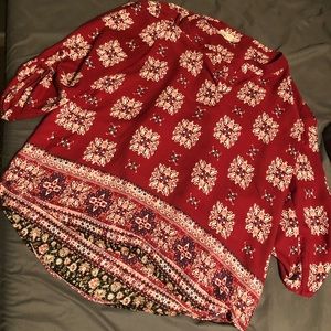 Red Patterned Blouse